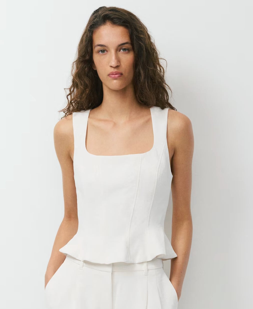 Aritzia Nwt Rhodora Bustier Crepette In Light Birch Size Medium